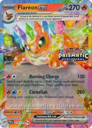 Flareon ex Prismatic Stamp card