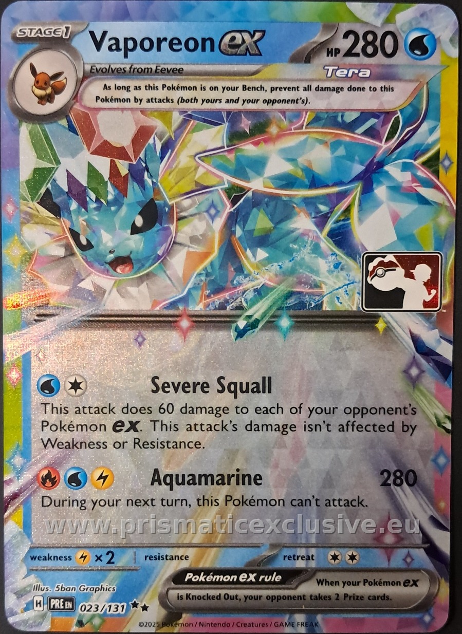 Vaporeon ex Prize Pack card